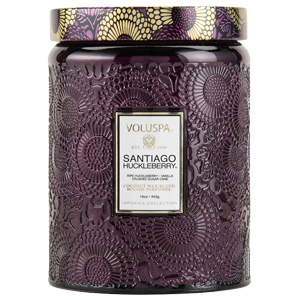 VOLUSPA - Santiago Huckleberry Large Embossed Glass Jar Candle