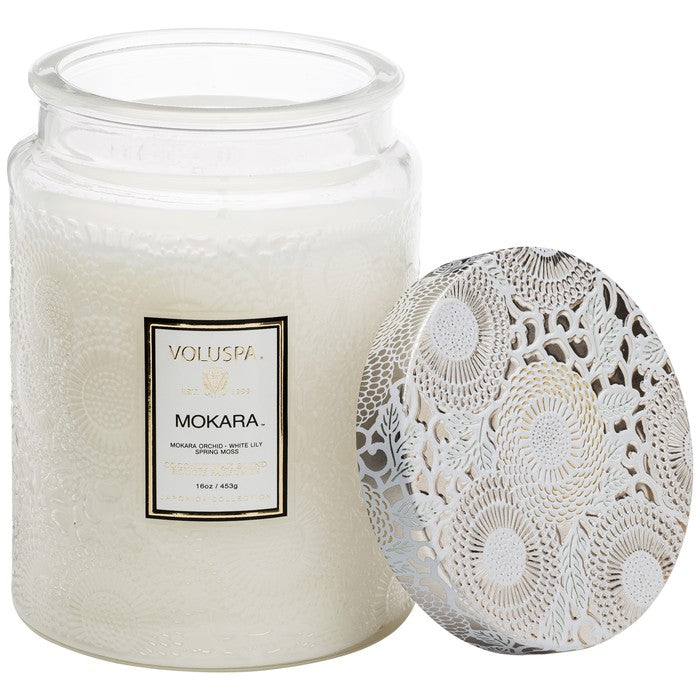 VOLUSPA - Mokara Large Embossed Glas Jar Candle
