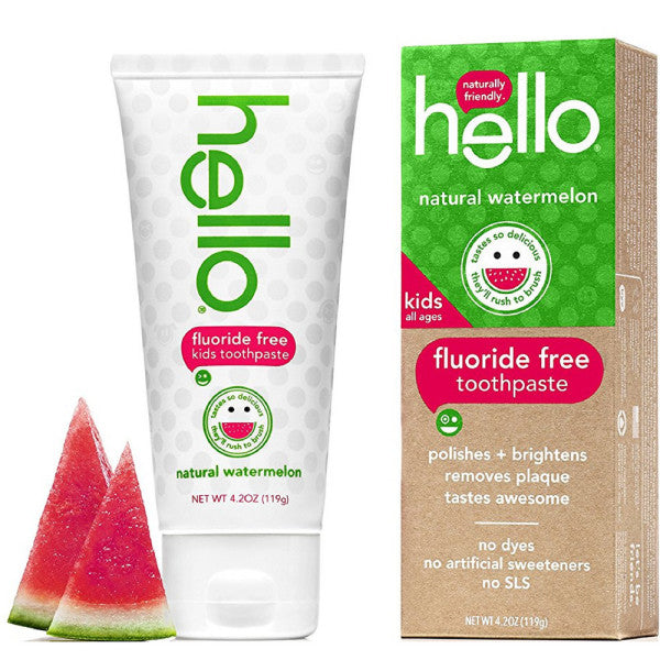 Hello Kids Fluoride Free Toothpaste, Natural Watermelon 4.20 oz (1 Pack)