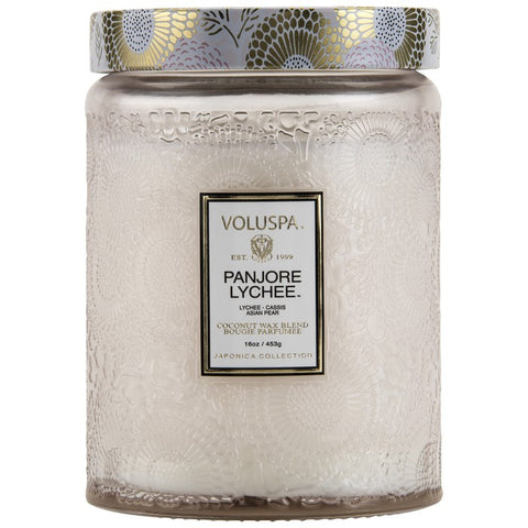 VOLUSPA - Panjore Lychee  Large Embossed  Glass Jar Candle