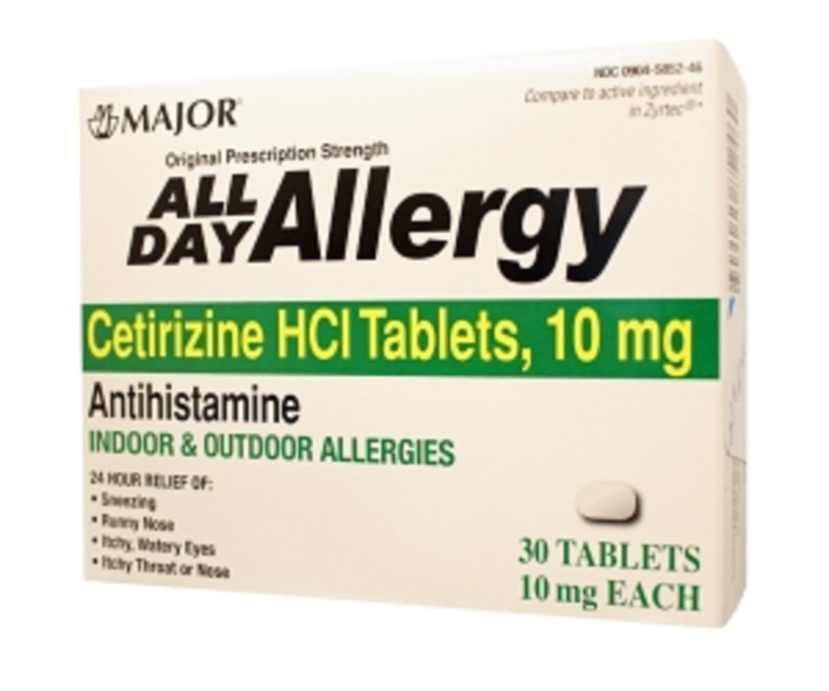 Major All Day Allergy 24Hr Tab Cetirizine Hcl-10 Mg 30 Tablets