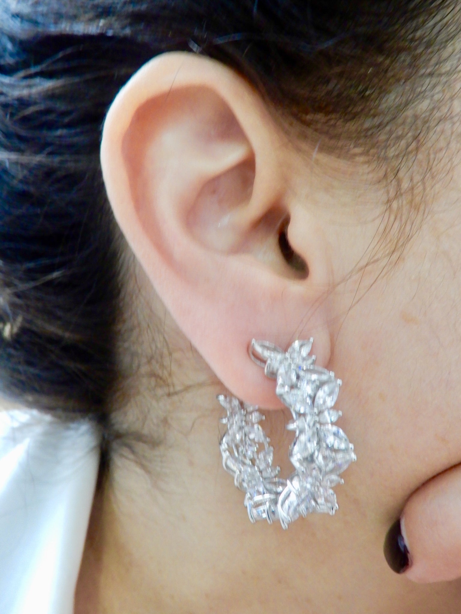 Marquise Silver Hoop Earrings