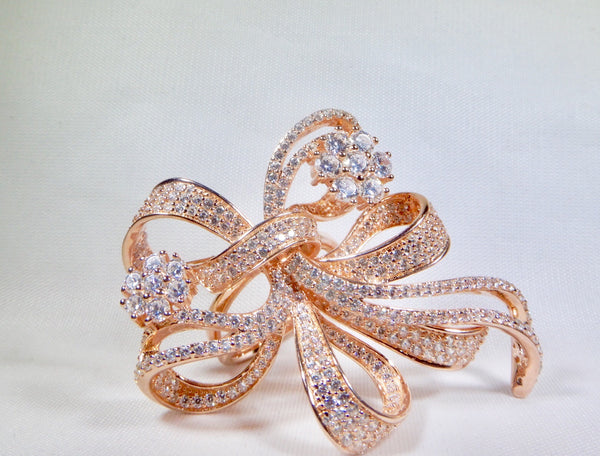 Ribbon-Bow Ring - Silver and rose gold plated